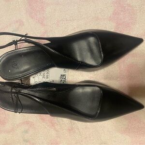H&M Black Pointed Slingback Heels